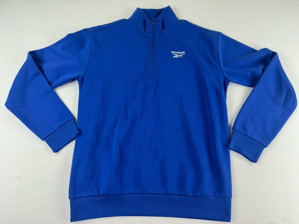 Reebok Quarter Zip Sweatshirt Men’s Medium Blue Fleece Pullover NWT